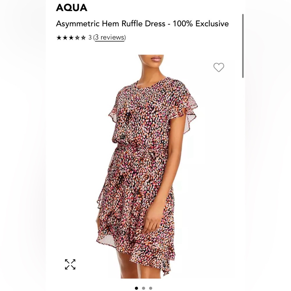 NWT Bloomingdales asymmetric ruffle chiffon dress. L